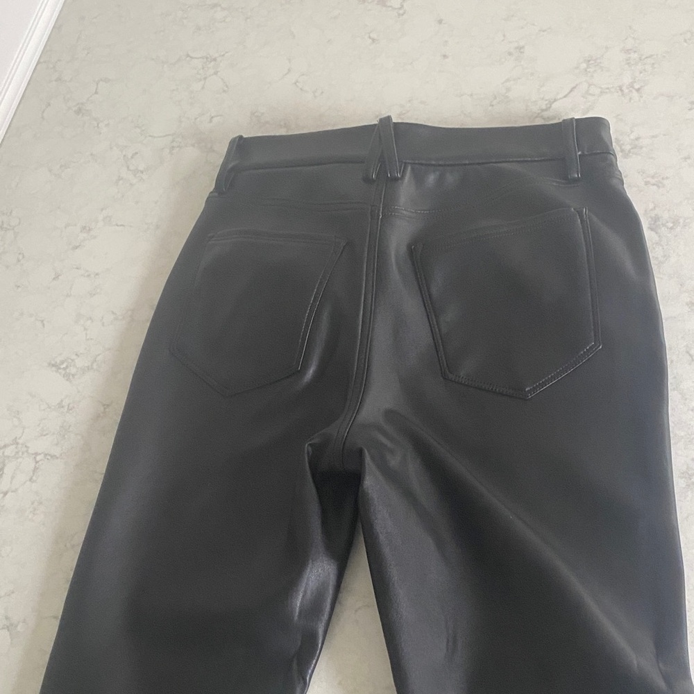 Good American Black Faux Leather Straight Leg Pants - Picture 3 of 3